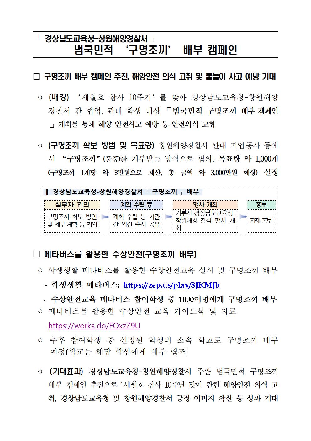 [충무공초등학교-7863 (첨부) 경상남도교육청 민주시민교육과] 경상남도교육청-창원해양경찰서 범국민적 구명조기 배부 캠페인001.jpg